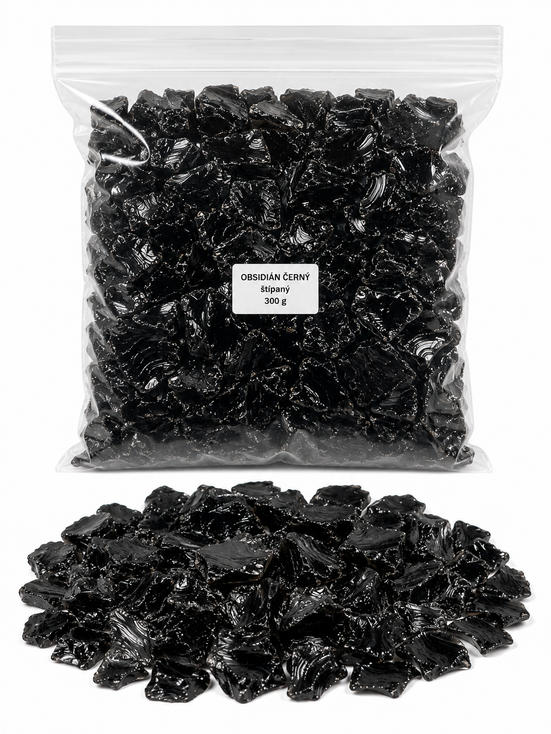 Obsidián černý surový chips – 300 g | Ochrana, uzemnění a síla