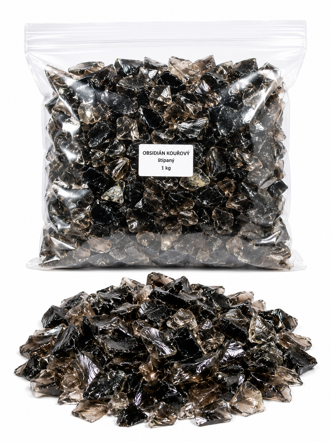 Obsidián kouřový chips – 1 kg | Mexiko | Ochrana, očista a uzemnění