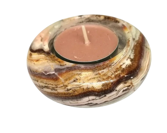 Aragonitový svícen kulatý 7,5 cm
