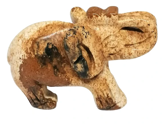 Slon pro štěstí z jaspisu obrázkového 5 x 3,5 cm