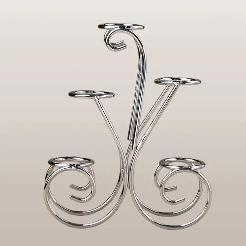 Elegantní kovový stojan na 5 krystalových koulí – stříbrný, 15 cm