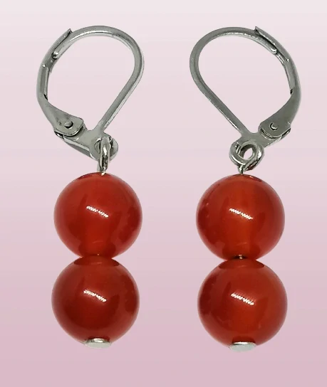Karneolové náušnice z chirurgické oceli 8 mm – elegantní minerální šperk