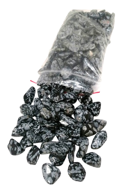 Obsidián vločkový 300 g tromlovaných kousků