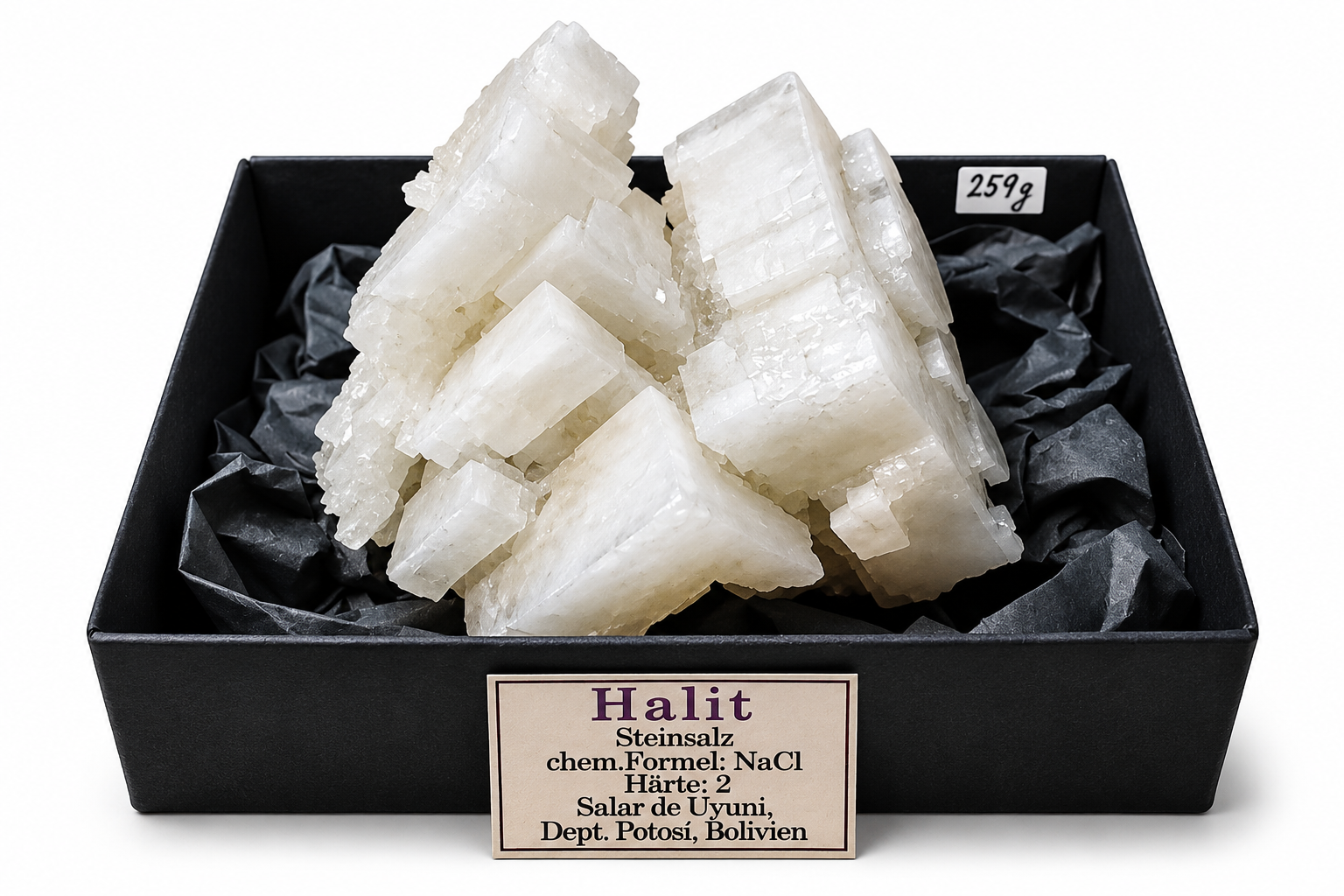 Halit, nádherný krystalický vzorek z Bolívie – 259 g