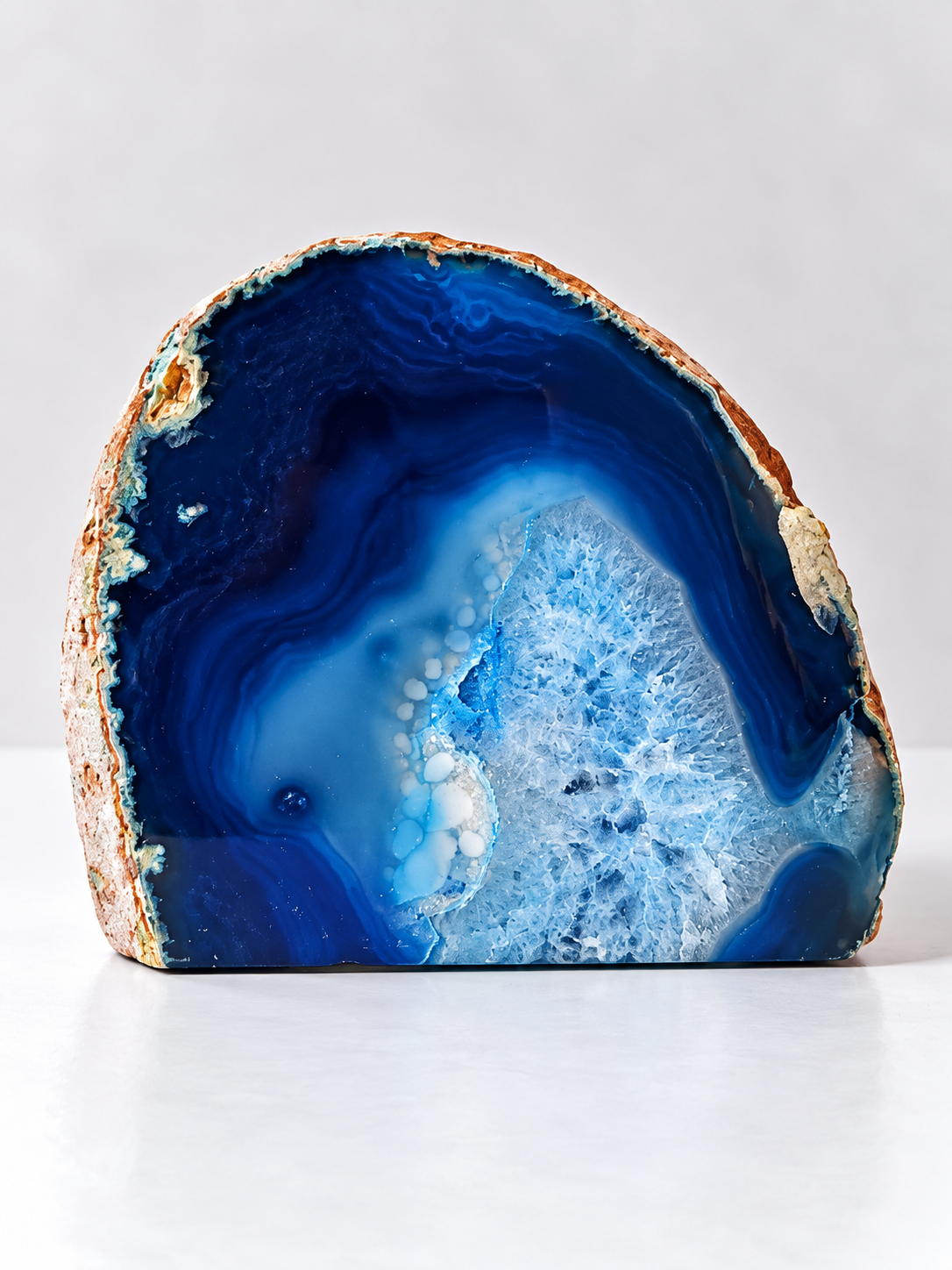 Achátový svícen modrý 11x8,5x7 cm, 900g