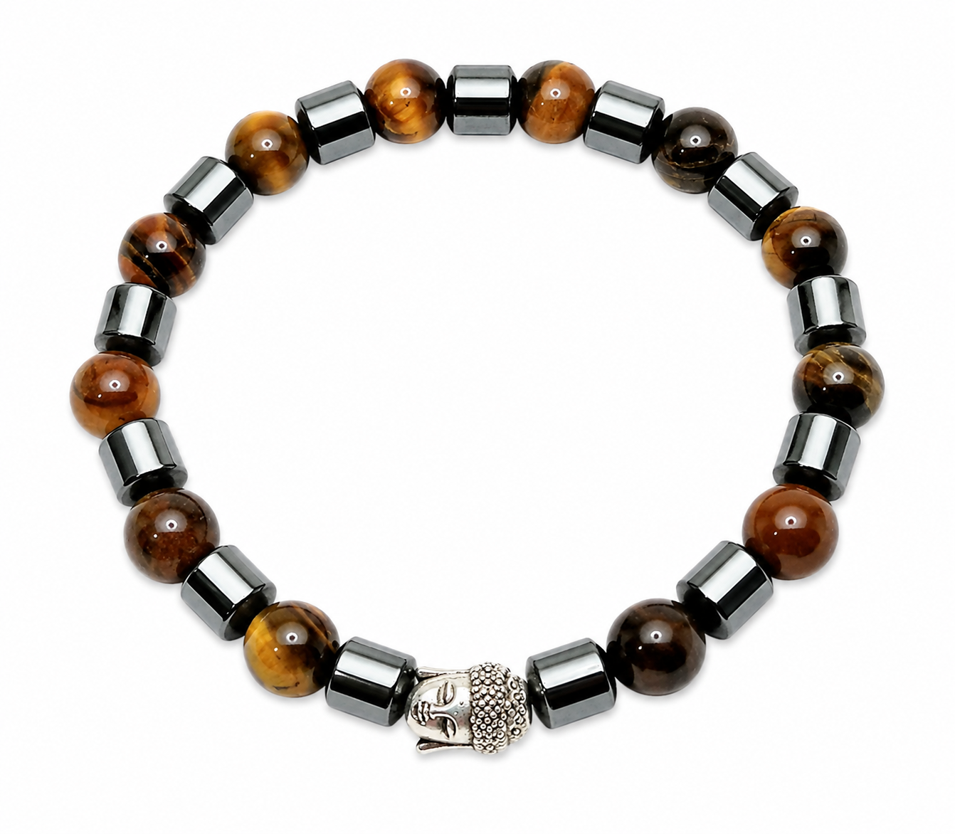 Pánský náramek – tygří oko, hematit a Buddha