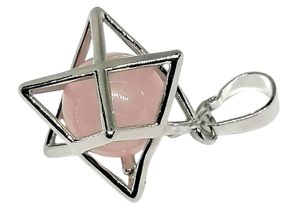 Růženínová merkába v kovové klícce (1,2 cm) pro lásku a harmonii