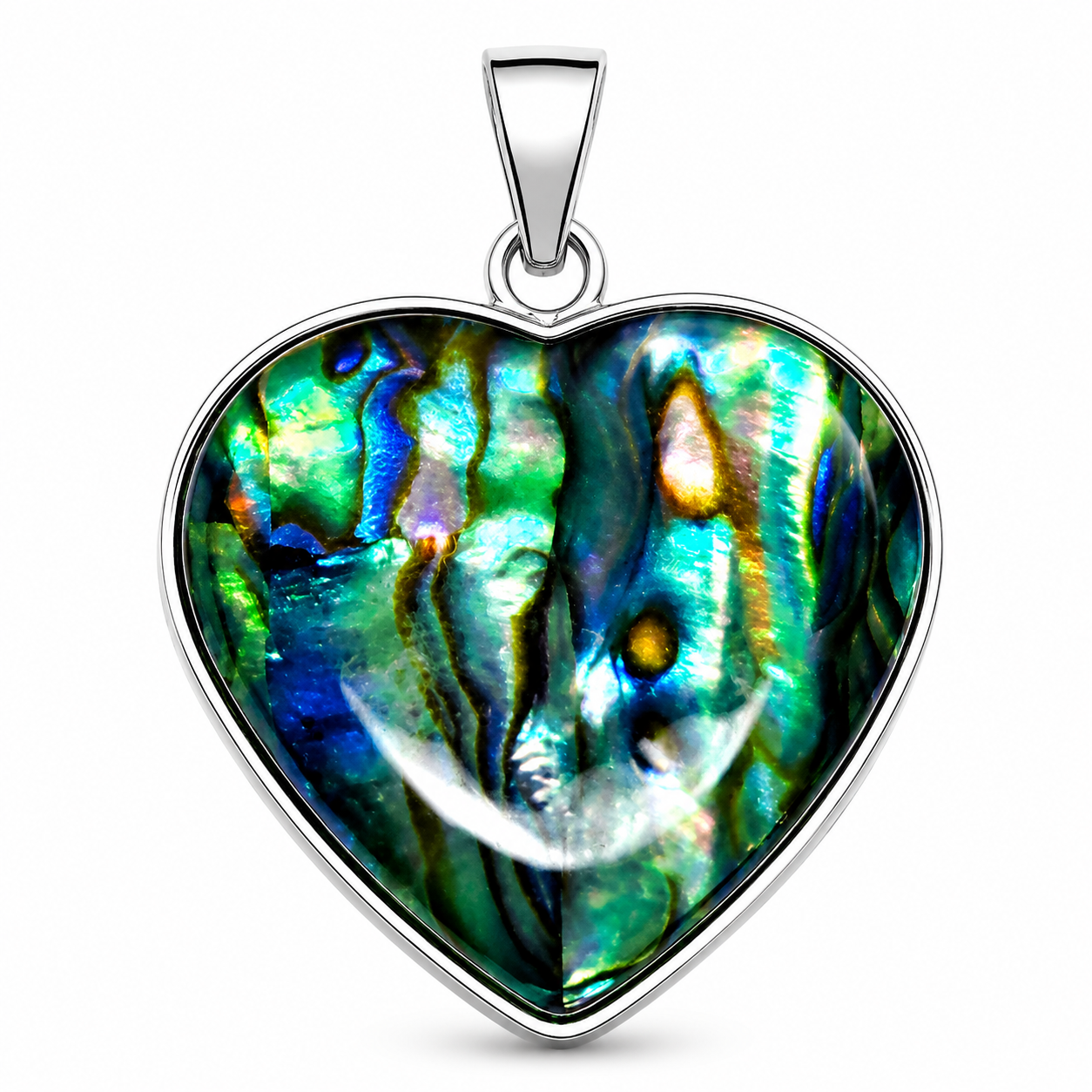 Přívěsek Srdce z pravé Paua mušle Abalone s chirurgickou ocelí – 2,2 × 2 cm | Symbol lásky a harmonie