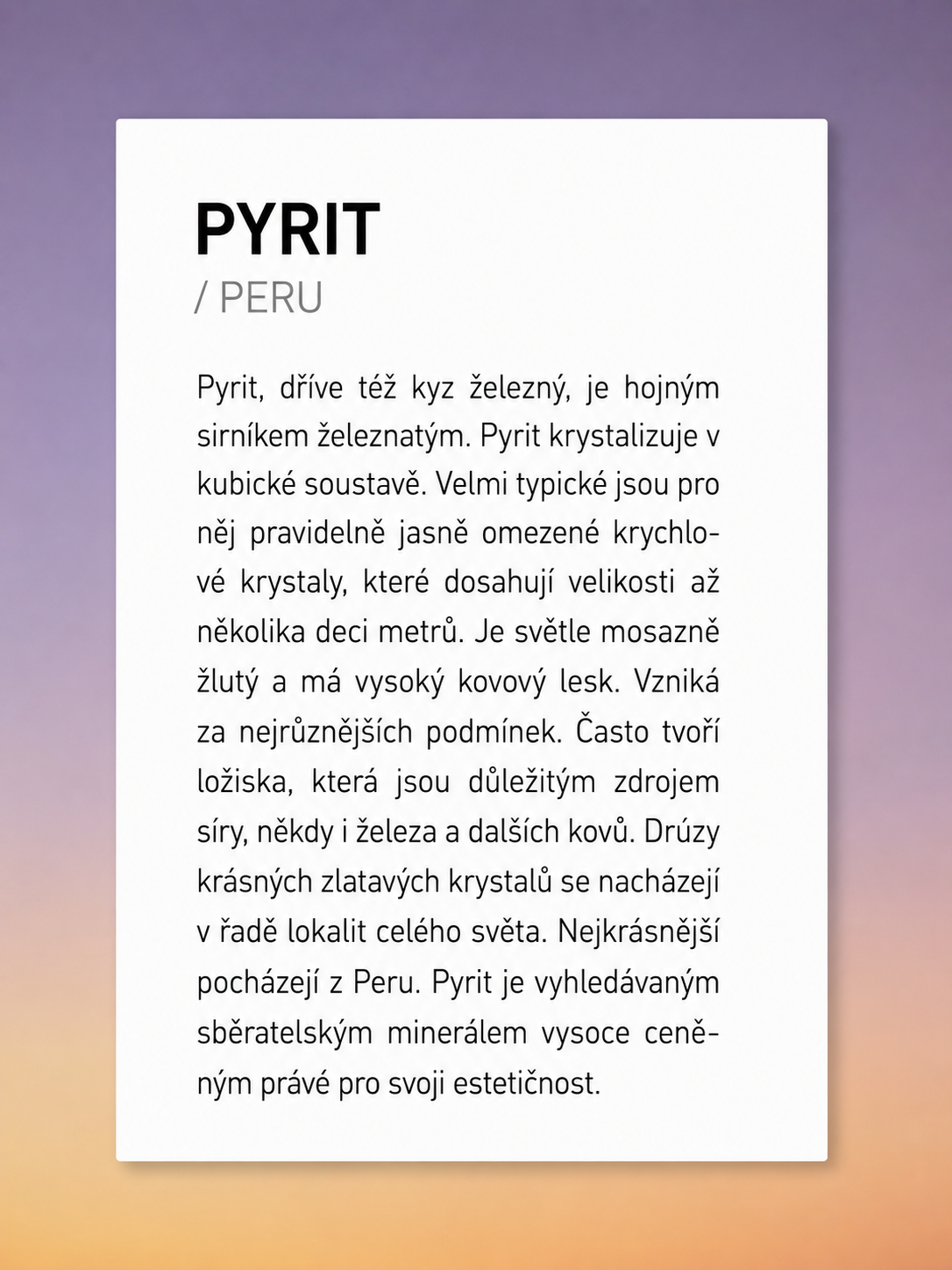Kartička k PYRITU