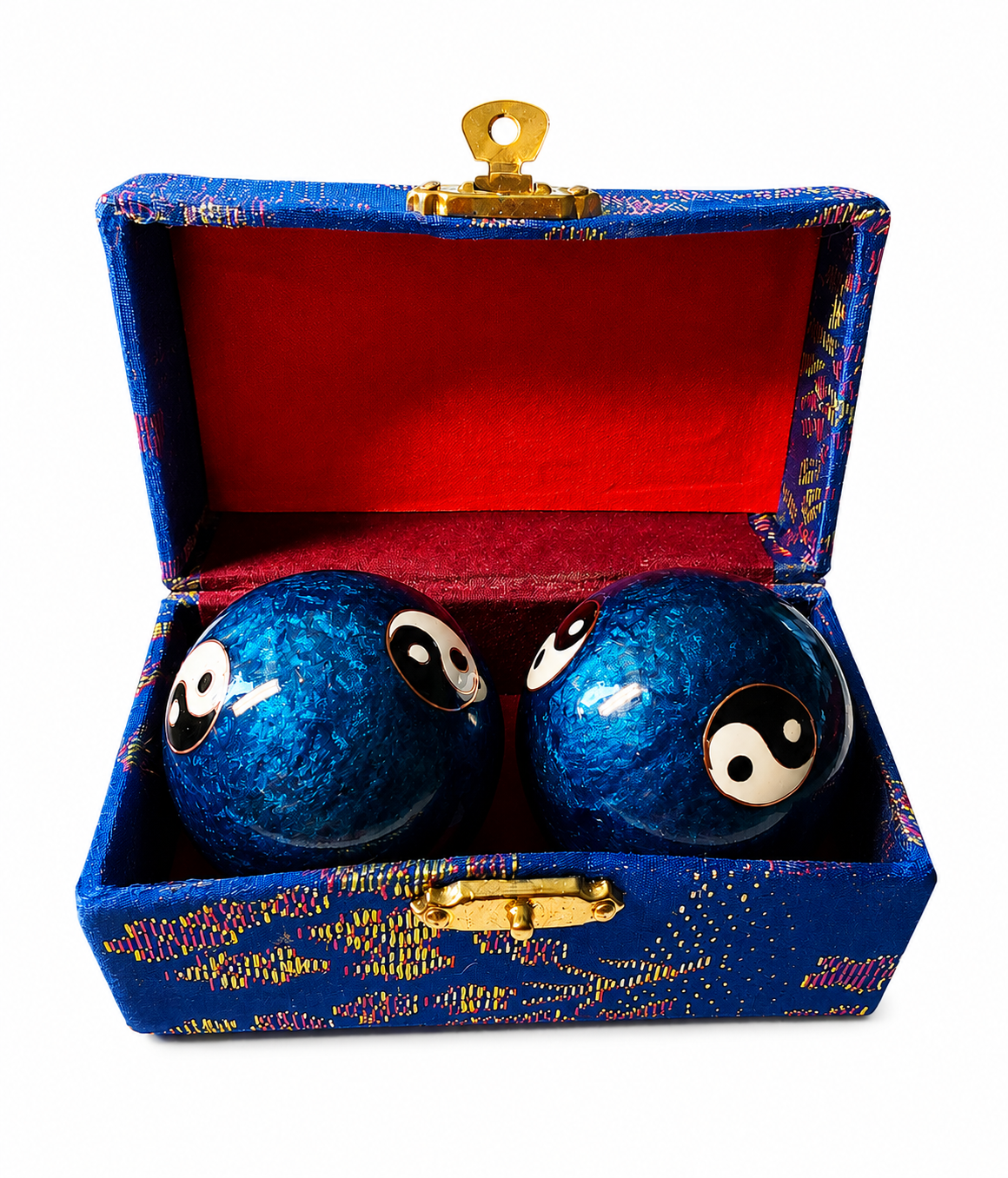 Modré čínské meditační a relaxační koule Jin Jang – 4 cm