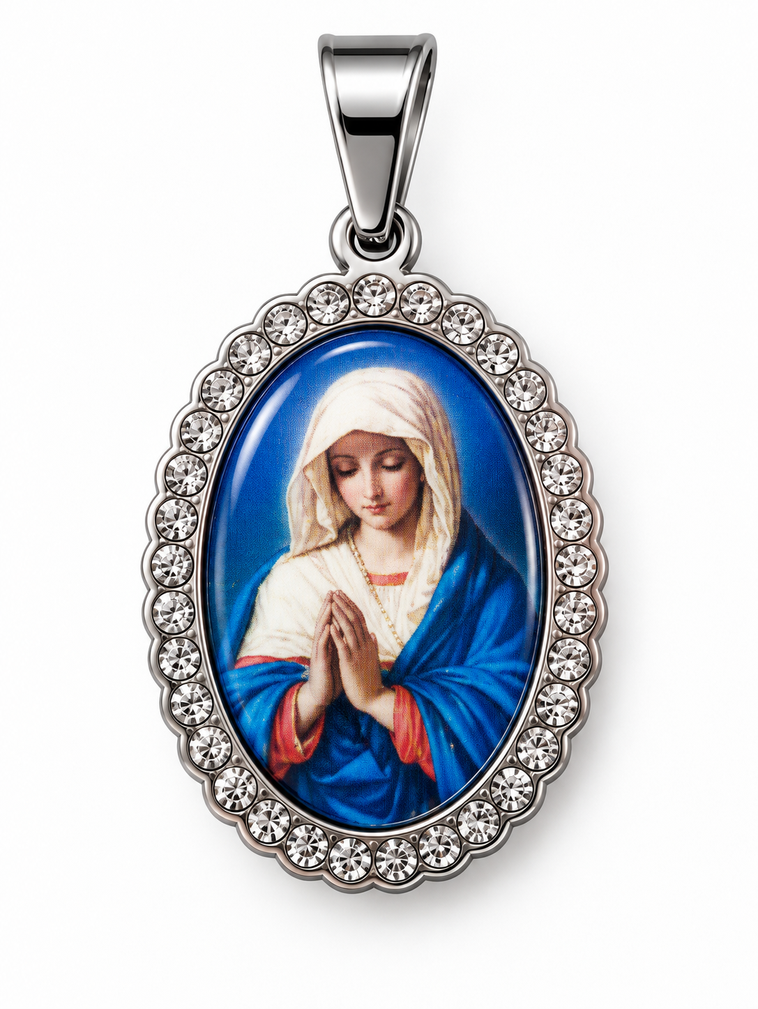 Přívěsek Madonka s kamínky – chirurgická ocel