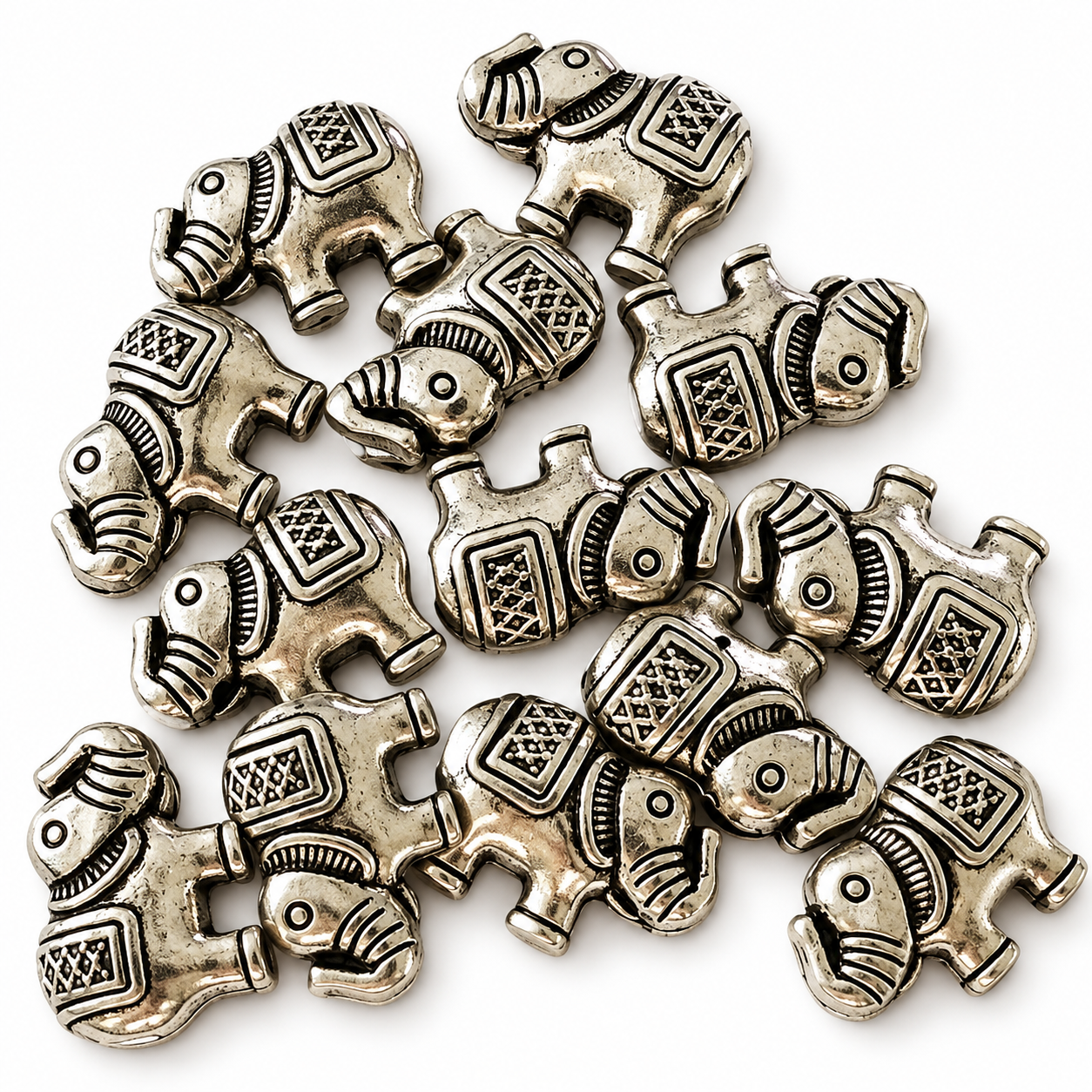 Kovové korálky SLONÍCI – 1,2 cm / 14 ks