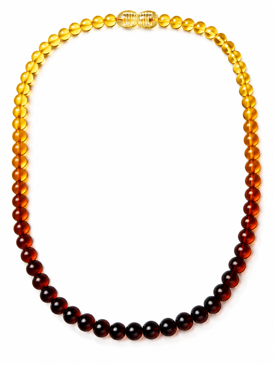 Jantarový náhrdelník – barevný přechod, kuličky 5–6 mm, 46 cm