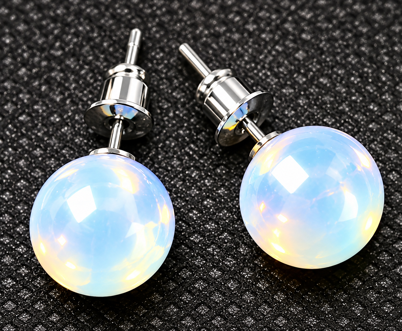 Opalitové náušnice – kuličky 10 mm, puzety