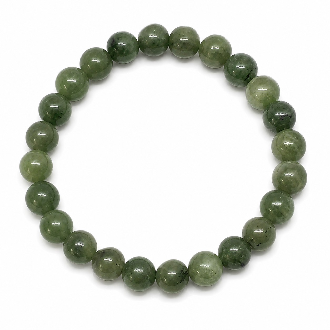 Nefritový náramek 8 mm – kámen harmonie, štěstí a prosperity
