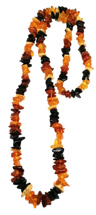 Jantarový elegantní náhrdelník dlouhý 70 cm, mix barev