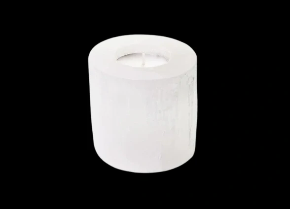 Selenitový válec svícen 7,5 x 8 cm – dekorace a léčivá energie