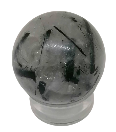 Křišťál s turmalínem – koule 3,8 cm | Přírodní minerál