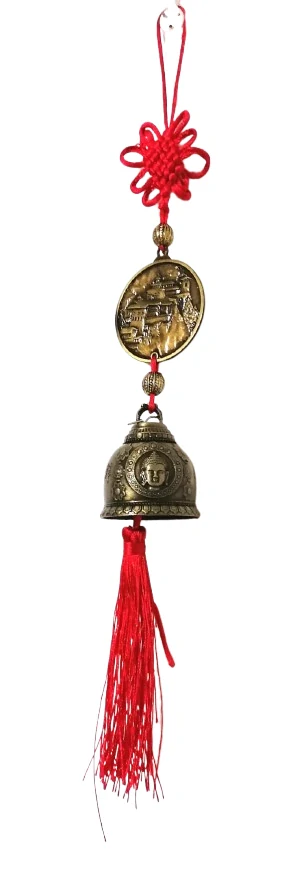 Zvonek štěstí – velký talisman s Buddhou a nekonečným uzlem pro ochranu a harmonii