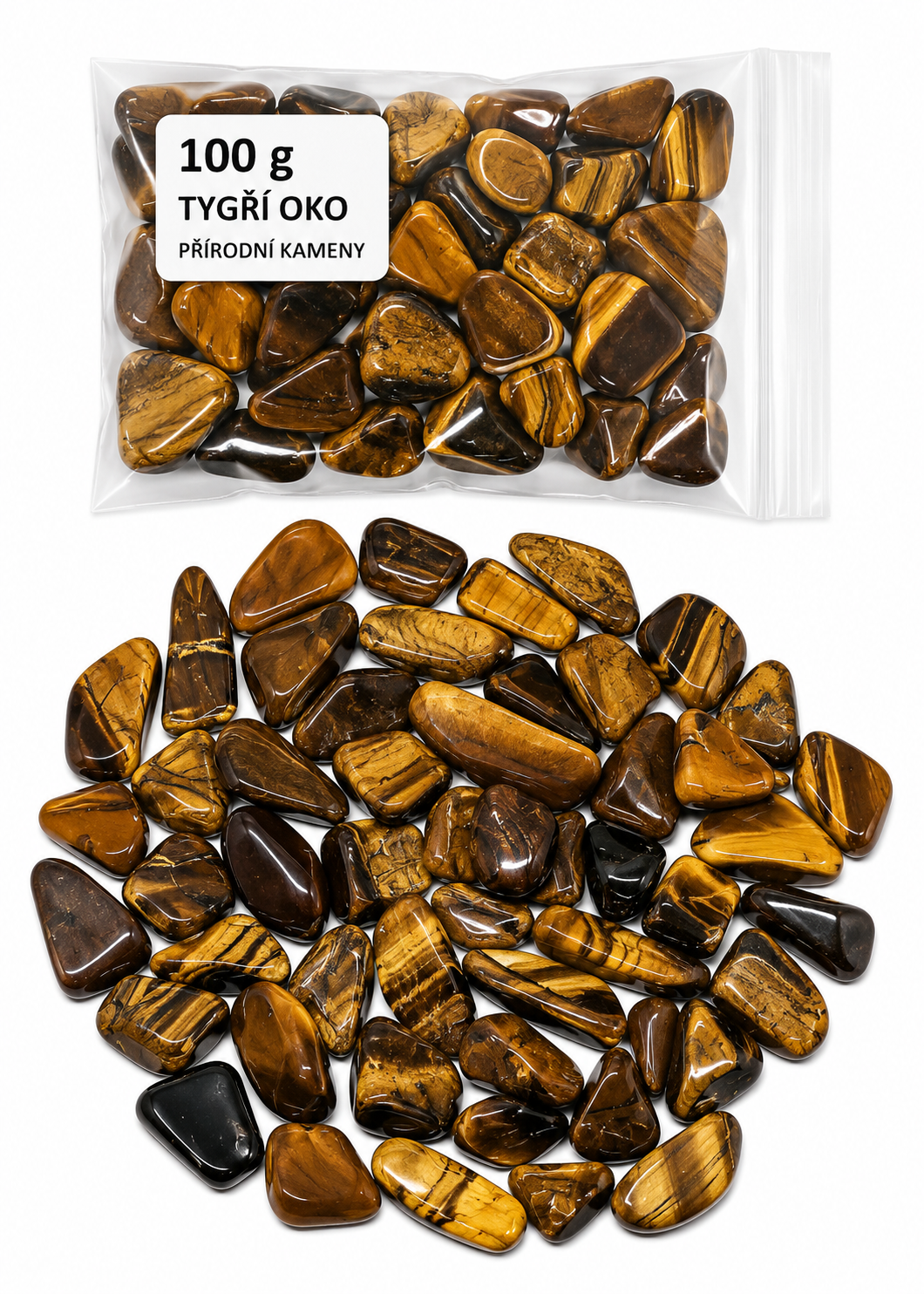 Tygří oko, chips 8-12 mm, 100 gramů