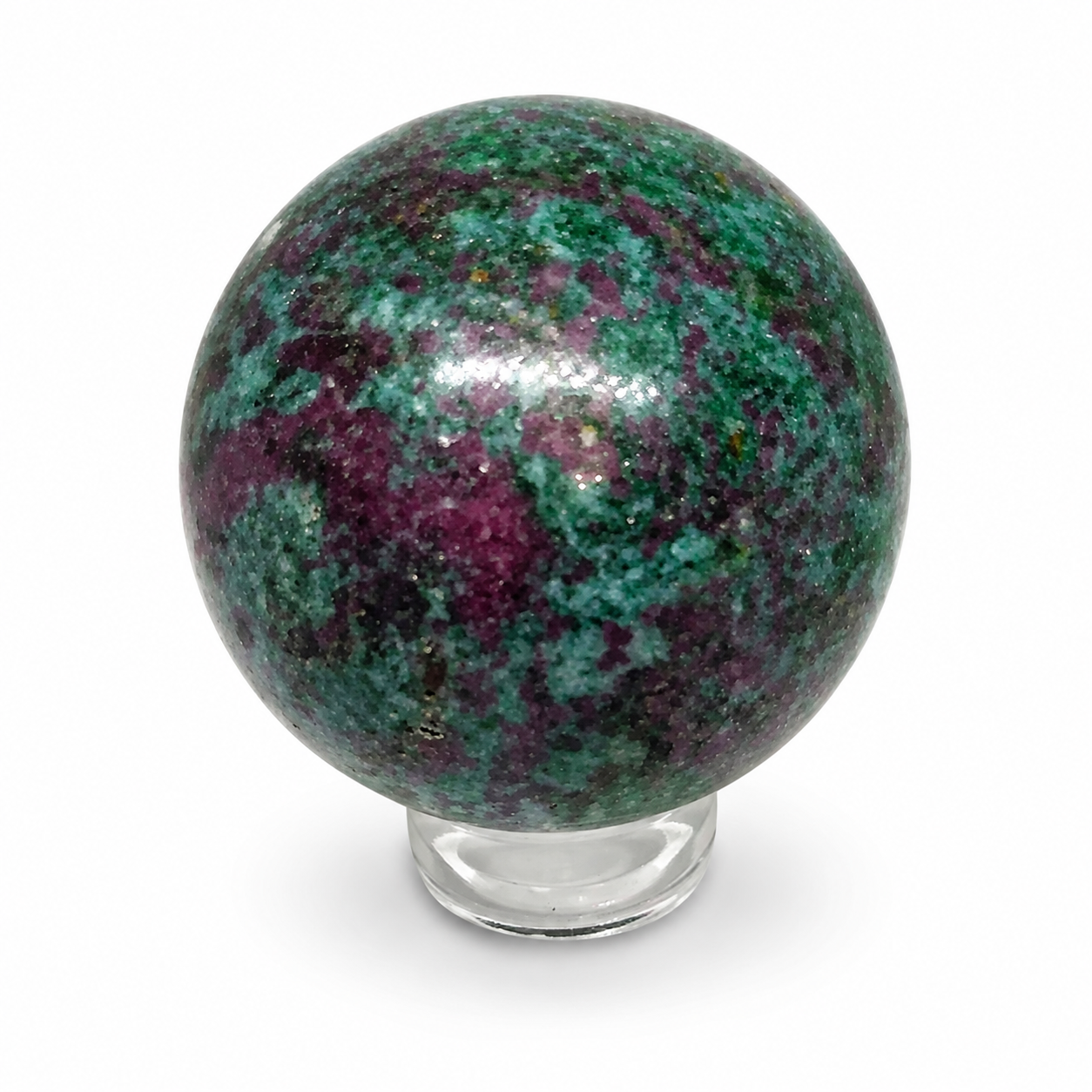 Fluorescenční koule - rubín, fuchsit, kyanit v AA kvalitě 5,9 cm