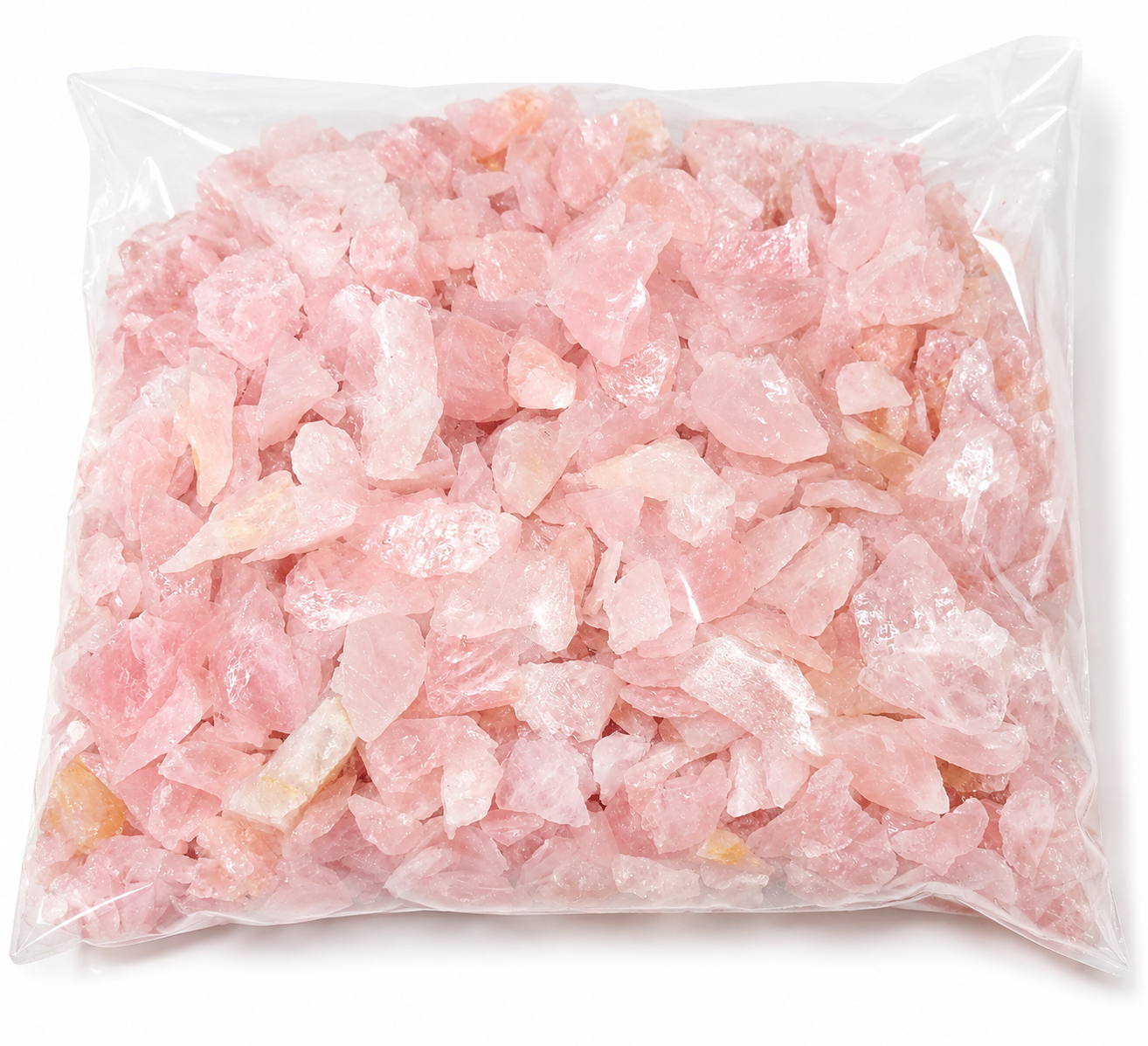 Růženín přírodní štípaný – chips 5–15 mm, 1 kg z Brazílie, kámen lásky a harmonie
