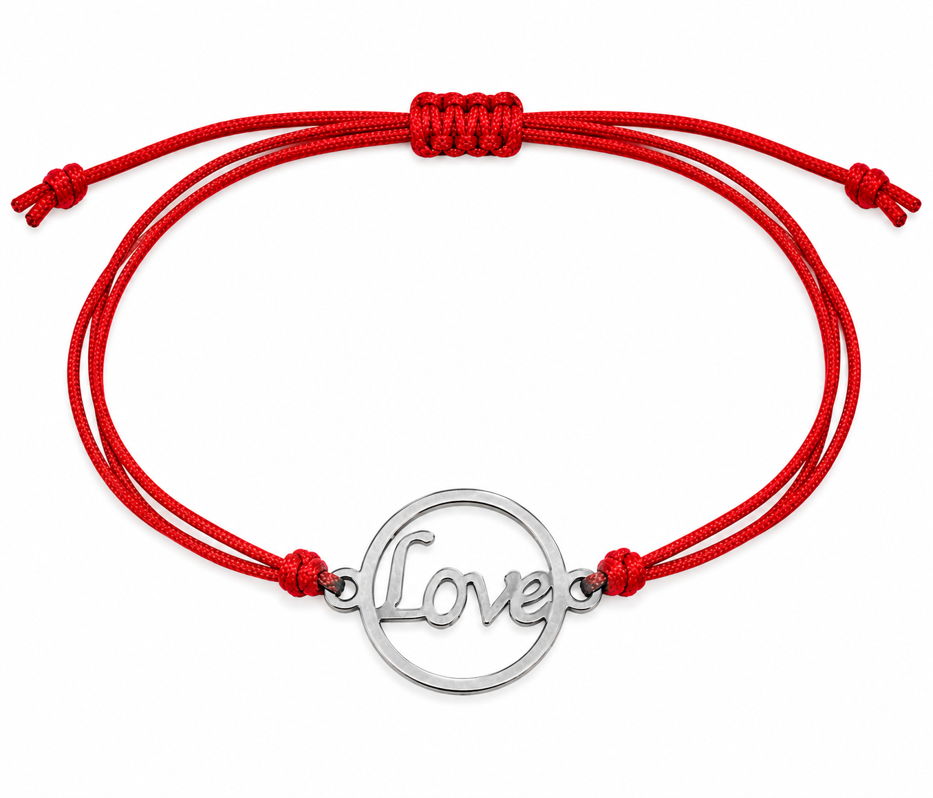 Červený ochranný náramek "LOVE" z chirurgické oceli