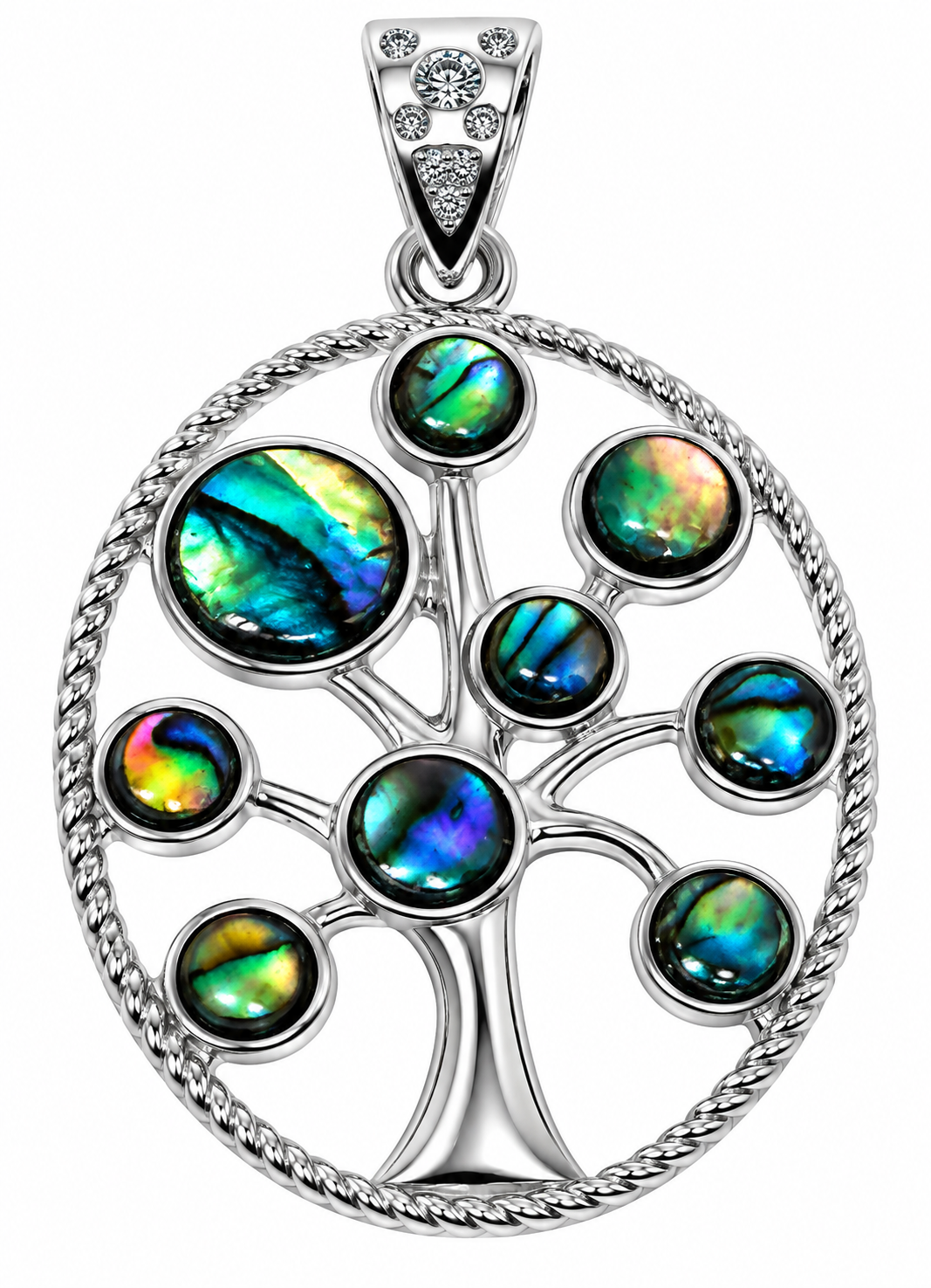 Přívěsek Strom života s mušlí Paua Abalone – ovál