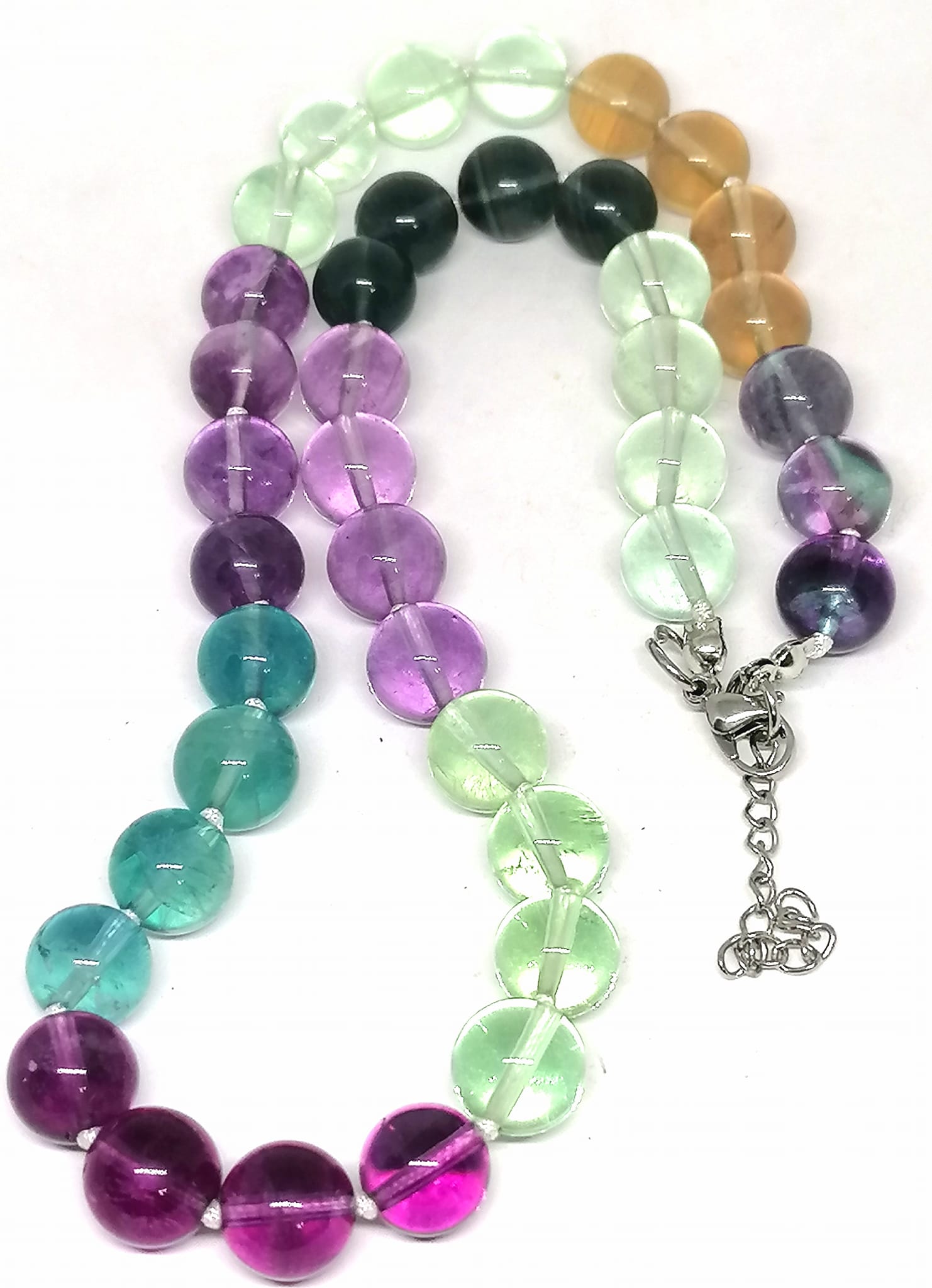 Exklusivní fluoritový náhrdelník s chir. ocelí 10mm