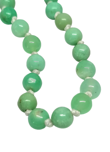 Chrysopras náhrdelník 5-6 mm, s chirurgickou ocelí