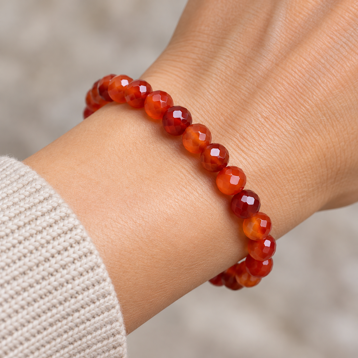 Karneolový náramek – fazetované kuličky 8 mm v AA kvalitě