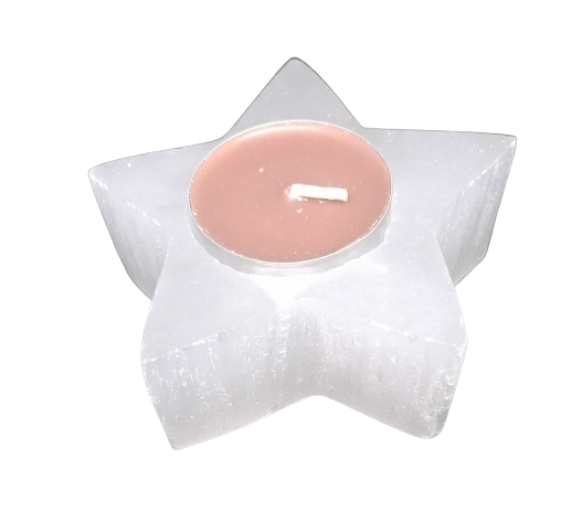 Selenitový svícen hvězdička cca 8,5 cm