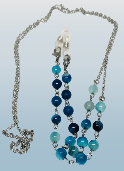 Dárkové balení šnůrka na brýle modrý achát s chir.ocelí