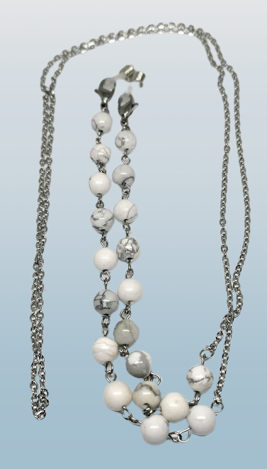 Dárkově balená šnůrka na brýle s magnezitem a chir.ocelí