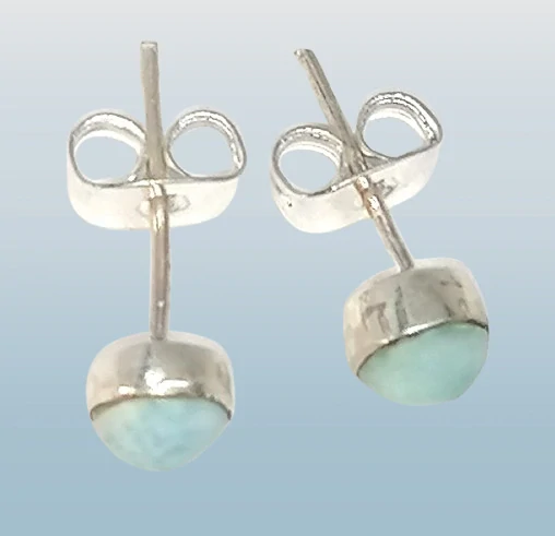 Exkluzivní larimarové naušnice kulaté střední 0,6 cm