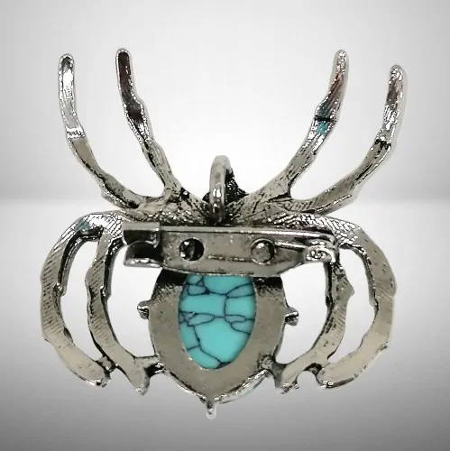 Brož a přívěsek pavouk s tyrkenitem