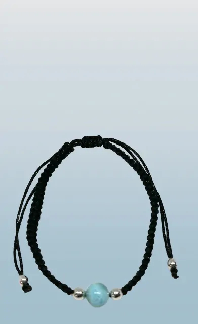 Exkluzivní larimarový náramek - larimar a hematitové korálky