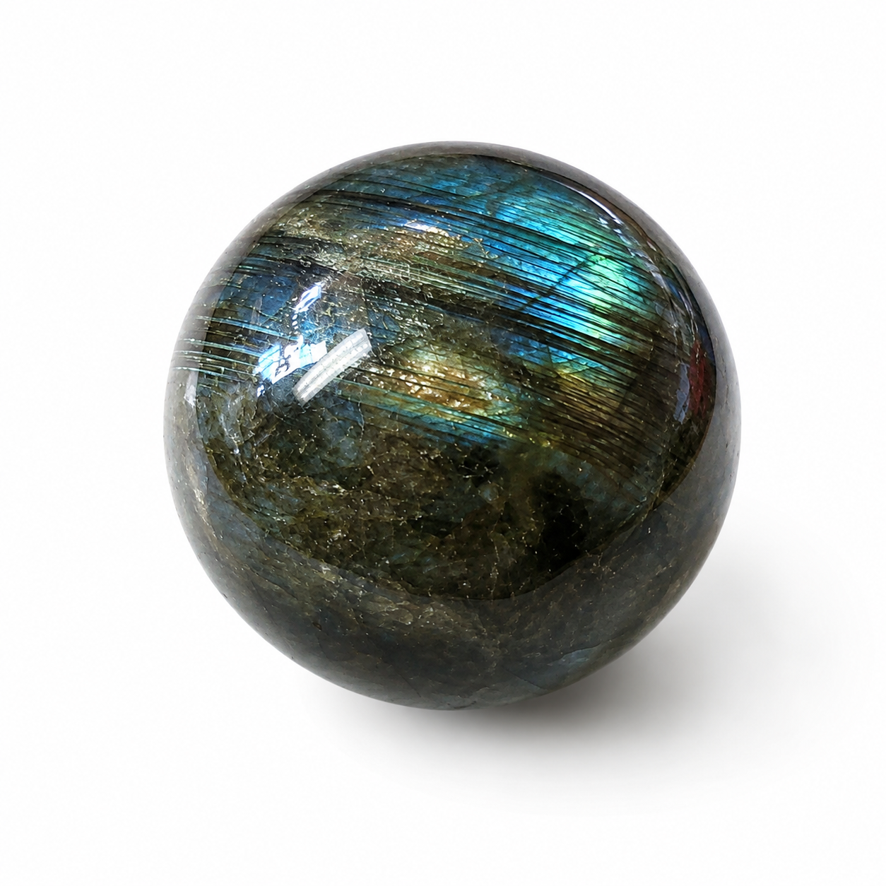 Labradoritová koule AA – 367 g, 6,4 cm | Madagaskar