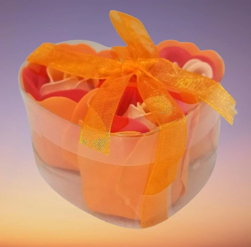 Dárkové balení mýdlových růží – oranžové květy pro dekoraci i koupel