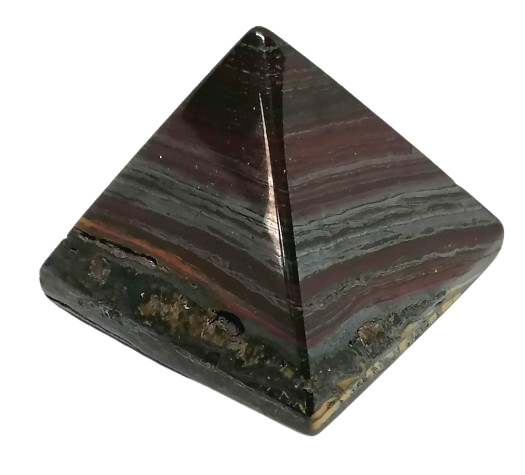 Pyramida z býčího oka a hematitu 3,5 cm – ochranný kámen pro energii a sílu