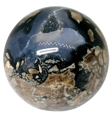 Achátová koule s fluorescencí 6,7 cm (382 g) – originál z Číny