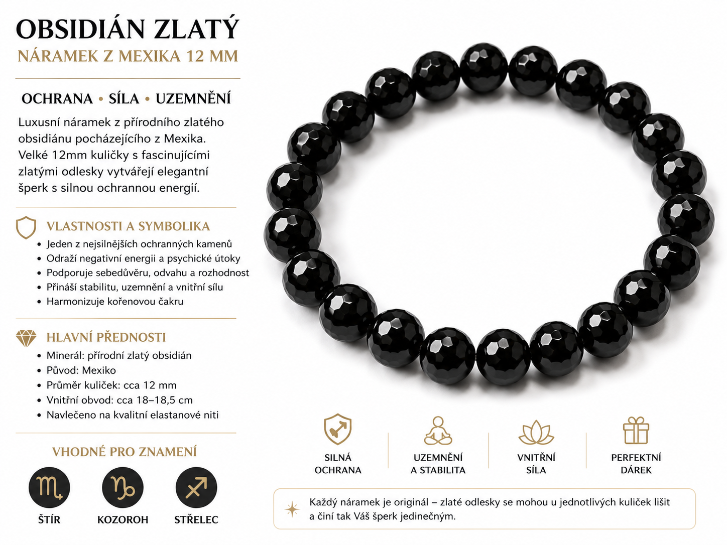 Onyx náramek fazetovaný 8 mm – elegantní náhrdelník z přírodního kamene