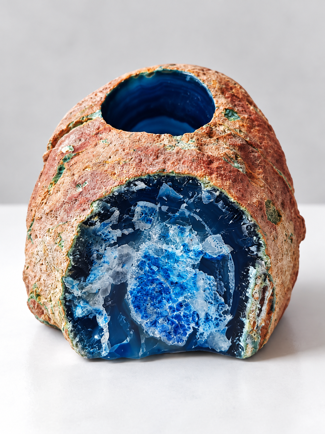 Achátový svícen modrý 11x8,5x7 cm, 900g