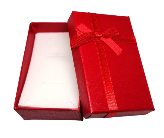 Dárková krabička na šperky červená 8×5×2,5 cm – elegantní balení na náušnice, prsten i řetízek