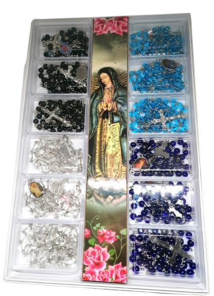 Sada 12 růženců z bižuterie – modlitební pomůcka v krabičce