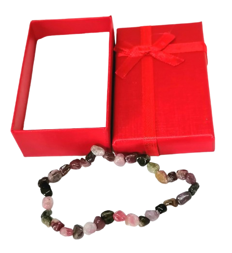Dárkově balený turmalínový náramek – přírodní nepravidelné kameny 6–8 mm