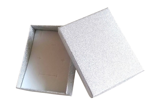 Dárkové krabičky stříbrné třpytivé (výhodné balení 9 × 7 cm)