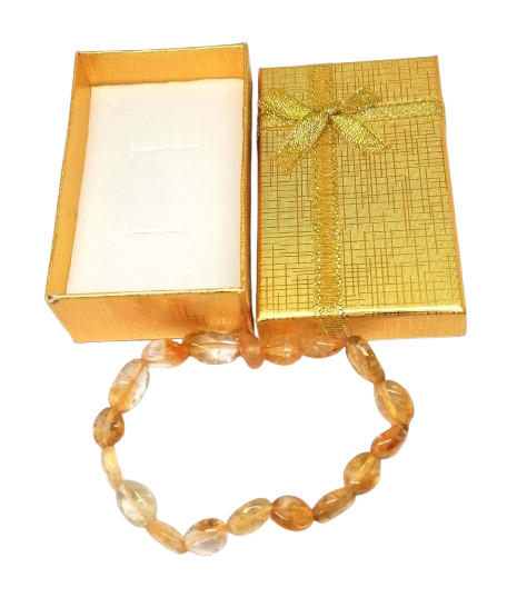 Dárkově balený citrínový náramek A kvality (přírodní nepravidelné kameny 8–12 mm)
