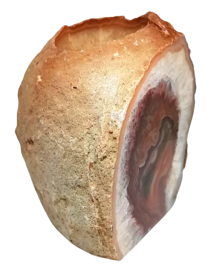 Achátový svícen hnědý 9x8x8 cm