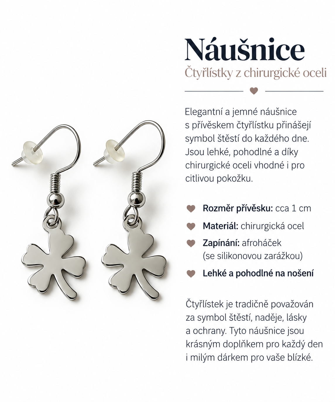 Náušnice čtyřlístky z chirurgické oceli